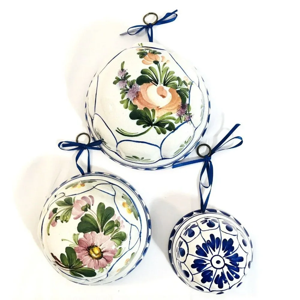 Three 3 Vtg 80’s ABC Ceramiche Bassano Hand PaintedItalian Dome Molds Hanging